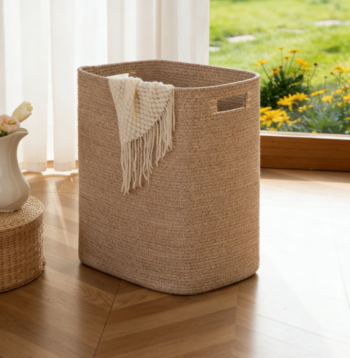 Rectangular cotton laundry basket, can be used as a blanket or clothing storage basket.