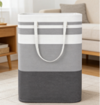 Large Capacity Collapsible Laundry Basket with Portable Handle, suitable for storing clothes or toys in bedrooms and dormitories.