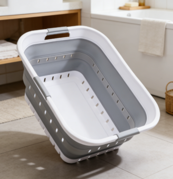 42L Folding Plastic Laundry Basket - Pop-Up Design - Space-Saving and Suitable for Clothes Organizing and Storage