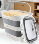 Folding Pop-Up Laundry Basket - Portable Plastic Dirty Laundry Basket with Comfortable Handle