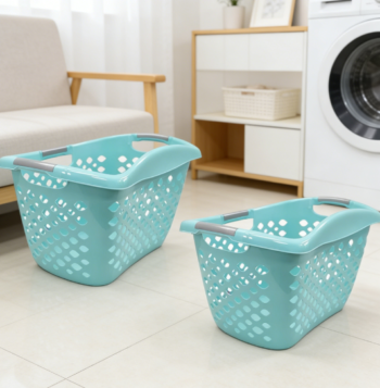 2-Pack Flexible Plastic Laundry Baskets, Lightweight and Easy-to-Carry, Suitable for Home and Laundry Room Use