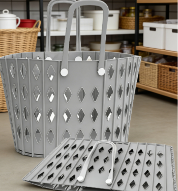 2 Bushel-Like Plastic Laundry Baskets, Four Handles, Large Capacity Family Clothes Storage Basket