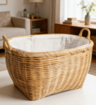 Oval wicker laundry basket, large size, suitable for bedroom clothing organization