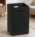 Minimalist Collapsible Laundry Basket, Household Clothes Organizer, Black.