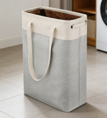 Slim Collapsible Laundry Basket with Handle, Space-Saving Narrow Laundry Basket, Suitable for Apartments and Dormitories.