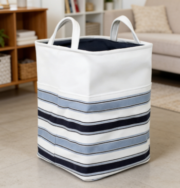 Canvas Hand-held Laundry Basket, Foldable and Portable Rectangular Laundry Bag